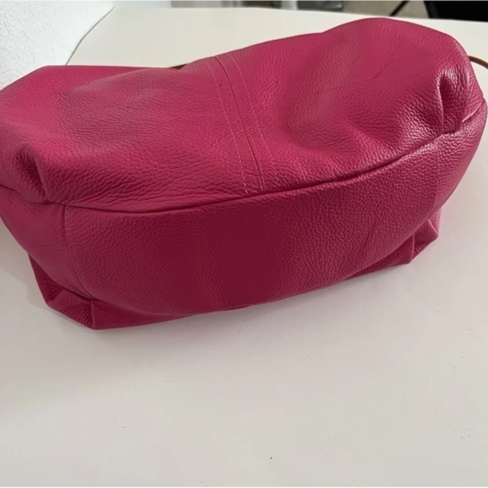 Valentina Italia Pink & Tan Leather Hobo Shoulder Bag Handbag Purse Large